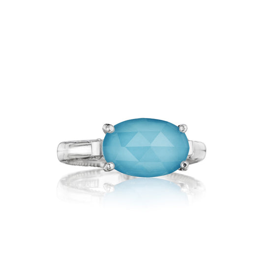 East-West Oval Ring featuring Neo-Turquoise