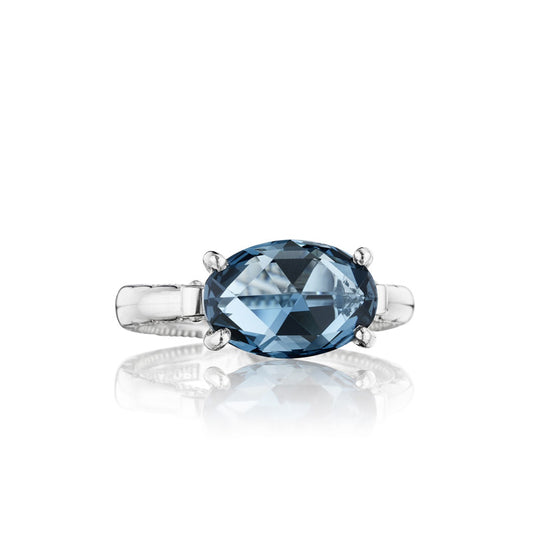 East-West Oval Ring featuring London Blue Topaz