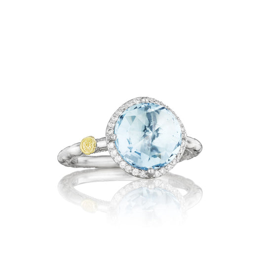 Pav&eacute; Simply Gem Ring featuring Sky Blue Topaz