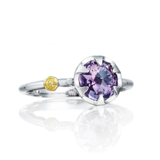 Petite Crescent Bezel Ring featuring Amethyst
