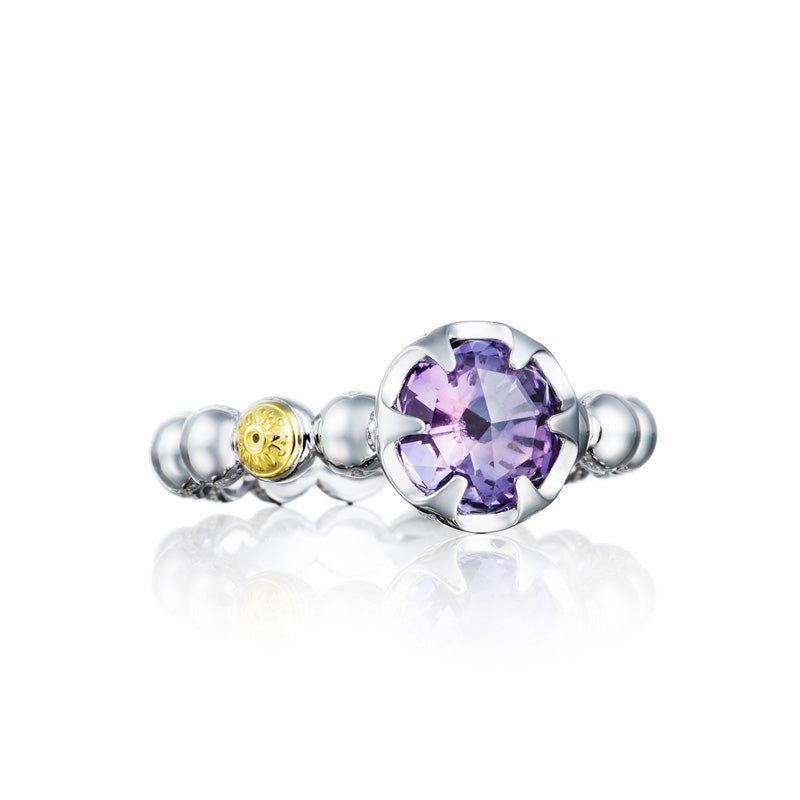 Beaded Bezel Ring featuring Amethyst