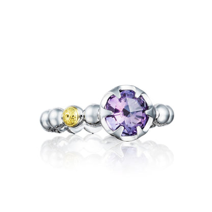 Beaded Bezel Ring featuring Amethyst