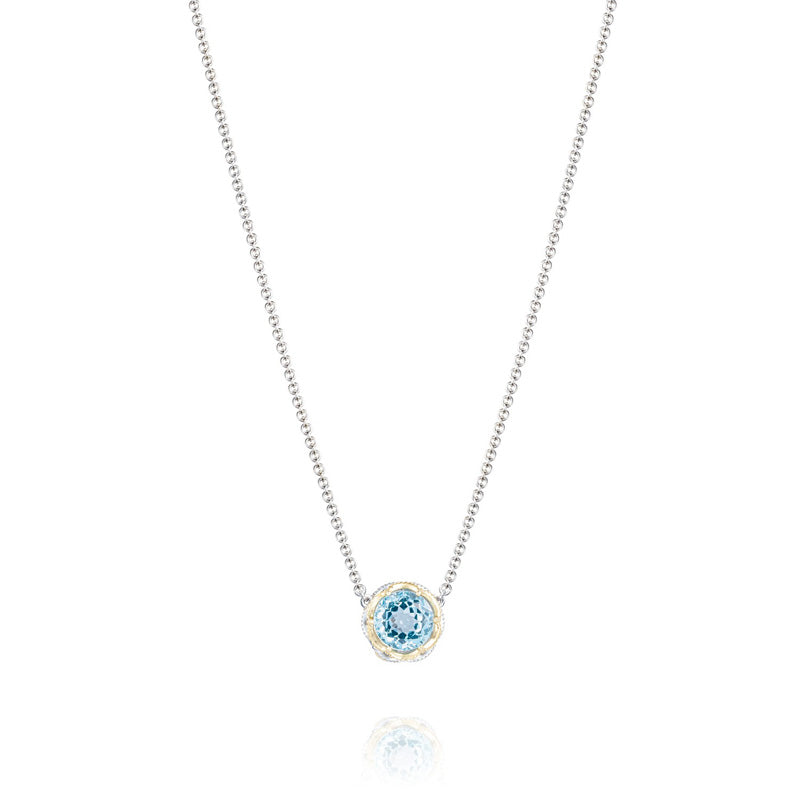 Crescent Station Necklace featuring Sky Blue Topaz