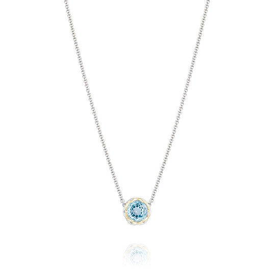 Crescent Station Necklace featuring Sky Blue Topaz
