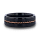 ADELARD Rose Gold Braided Brushed Center Black Tungsten Men's Wedding Band With Polished Beveled Edges - 8mm