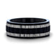 GEAR Two Toned Wavy Centered Brushed Black Titanium Men's Wedding Band With Flat Polished Edges - 8mm