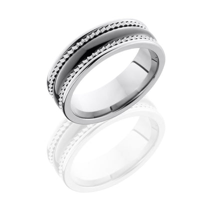 Lashbrook Ceramic And Tungsten 7mm Faceted Band TCR8403