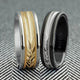 8MM White Tungsten Carbide Ring - Herringbone 14K Rose Gold Insert with Round Edge