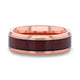 DYLAN Rose Gold Plated Koa Wood Inlaid Tungsten Men's Wedding Band With Beveled Polished Edges - 8mm