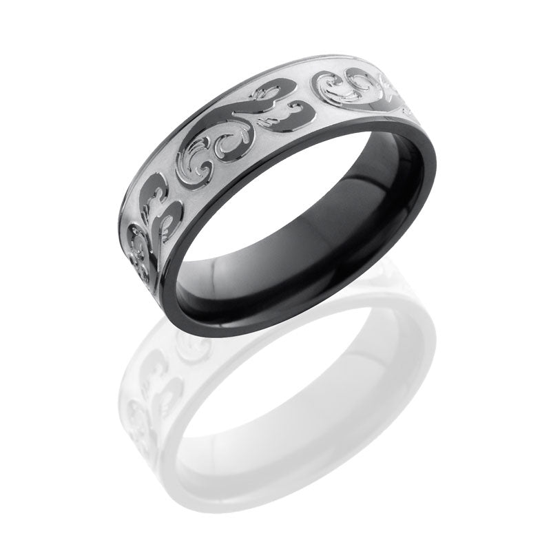 Lashbrook Zirconium 7mm Flat Band With Pattern Z7F/WHIRLY