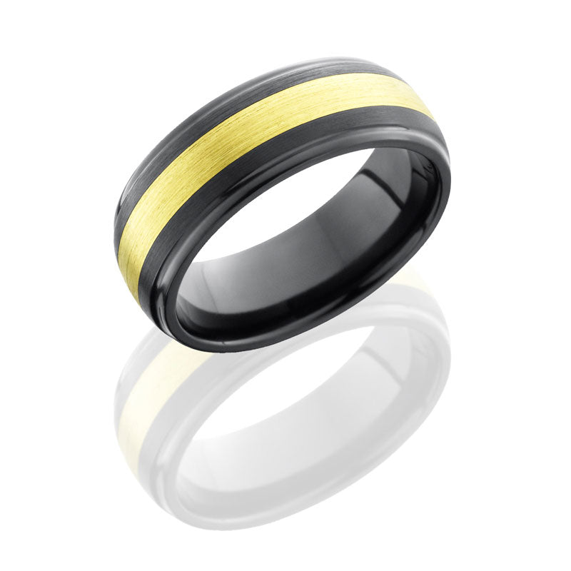 Lashbrook Zirconium 8mm Domed Band With Grooved Edges And 3mm 18Kg Z8DGE13/18KG