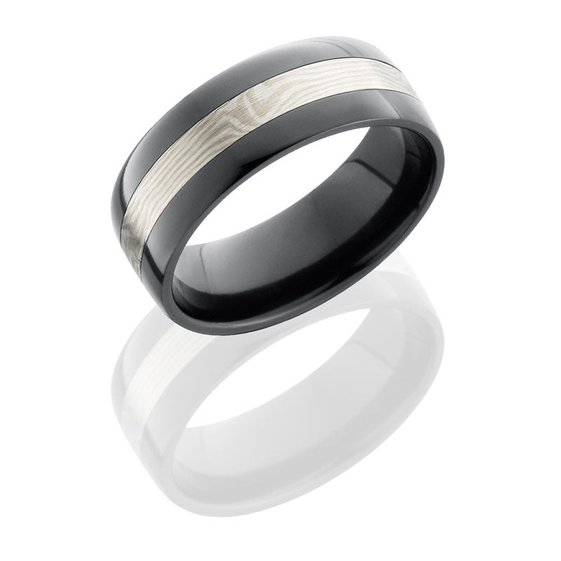 Lashbrook Zirconium 8mm Flat Band With Ss And Shakudo Mokume Z8F13/MSSPD