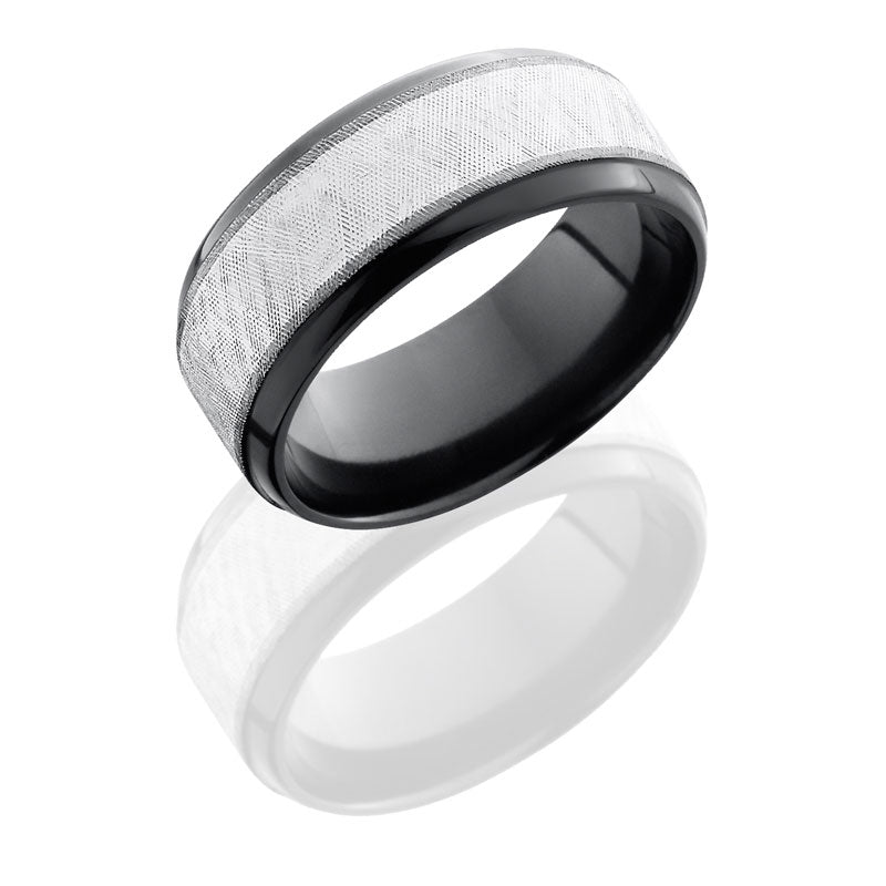 Lashbrook Zirconium 9mm Beveled Band With 5mm Ss Z9B15/SS