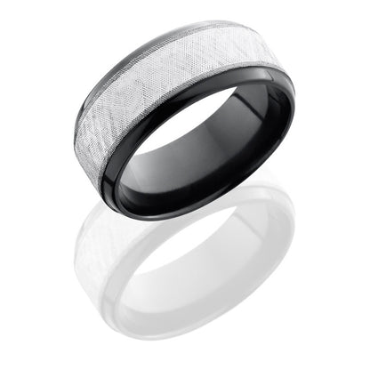 Lashbrook Zirconium 9mm Beveled Band With 5mm Ss Z9B15/SS
