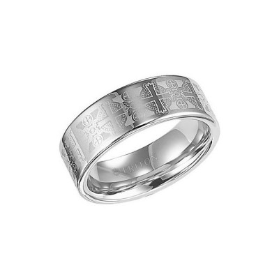 Triton 8mm Tungsten Carbide With Cross Laser Pattern Comfort Fit Band 11-01-2141