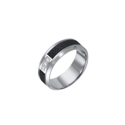 Triton 8mm Tungsten Carbide Bevel Edge Comfort Fit Diamond Band 22-2940
