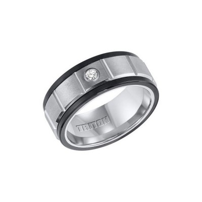 Triton Black And White Tungsten Carbide Men'S Band 22-4329