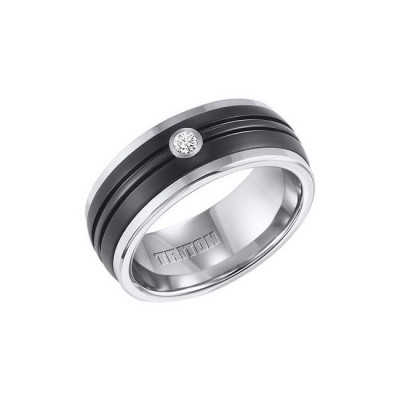 Triton Black And White Tungsten Carbide Men'S Band 22-4332