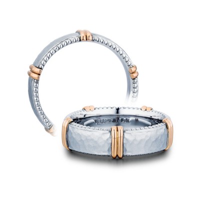 Verragio Rose Gold Hammered Men's Wedding Band