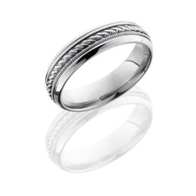 Lashbrook Titanium 6mm Domed With Milgrain And Rope 6D2MILROPE