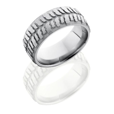 Lashbrook Titanium 9mm Domed Band With Bogger Tire Pattern 9DBOGGER