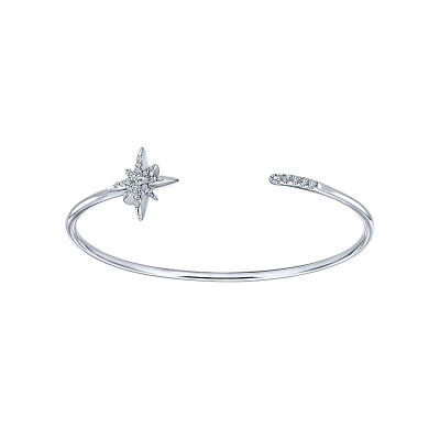 Gaby Bangle 925 Silver White Sapphire Starburst