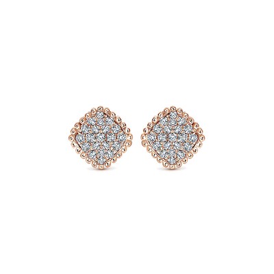 Gaby Earrings 14k Pink Gold Diamond Stud