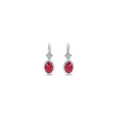 Gaby Earrings 14k White Gold Diamond And Ruby Drop