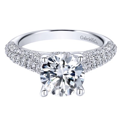 14k White Gold Diamond Straight Engagement Ring