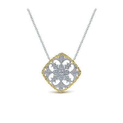 14k Yellow-White Gold Diamond Necklace