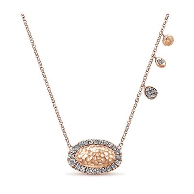 14k Pink Gold Diamond Fashion Necklace