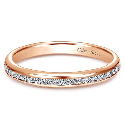 Wedding Band 14k Pink Gold Diamond