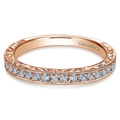 Wedding Band 14k Pink Gold Diamond