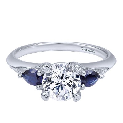 14K White Gold ANd SApphire 3 Stones 14K White Gold Engagement Ring ER10905W4Jsa