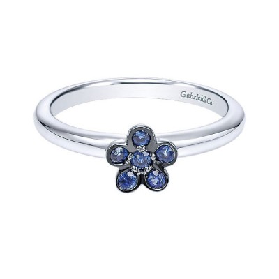 14k White Gold And Sapphire Fashion Ladies' Ring