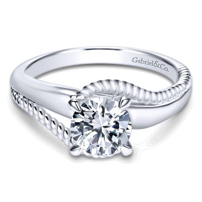 Engagement Ring 14k White Gold Bypass