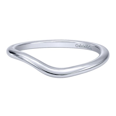 Wedding Band 14k White Gold Curved