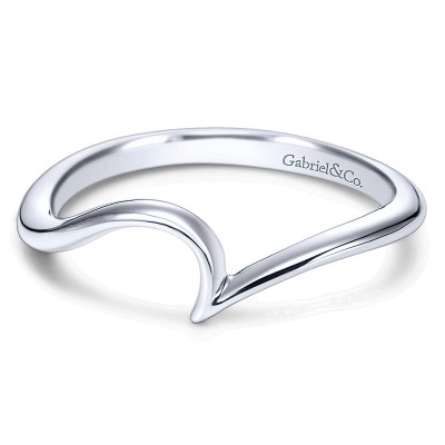 Wedding Band 14k White Gold Curved