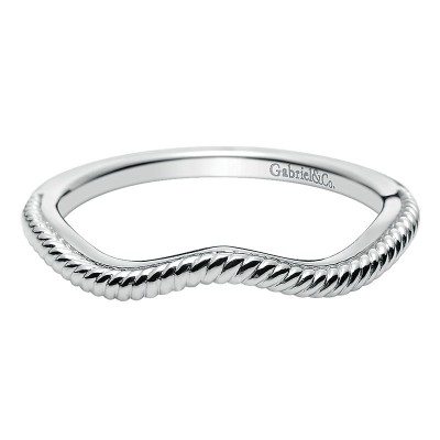 Wedding Band 14k White Gold Curved