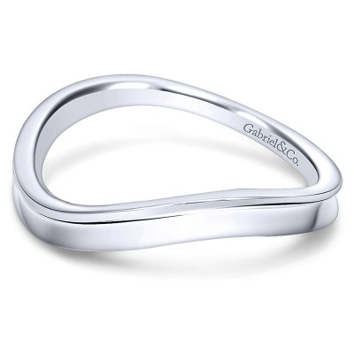 Wedding Band 14k White Gold Curved