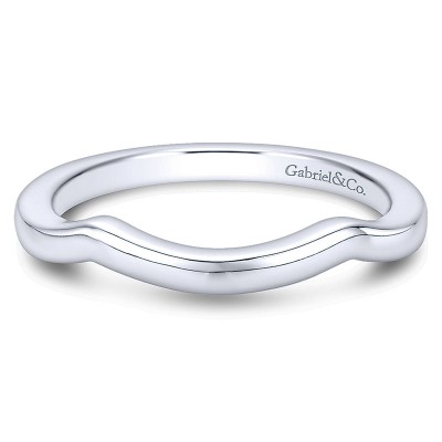 Wedding Band 14k White Gold Curved
