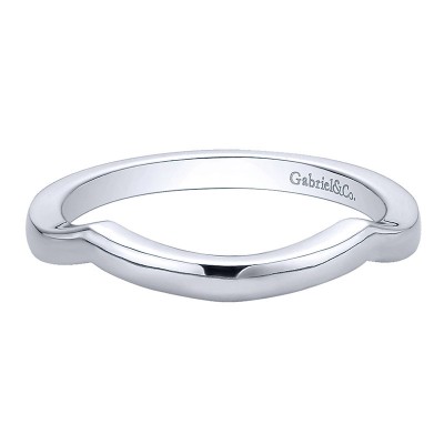 Wedding Band 14k White Gold Curved