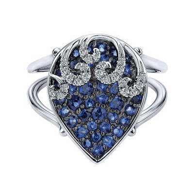 14k White Gold Diamond And Sapphire Fashion Ladies' Ring