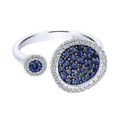 14k White Gold Diamond And Sapphire Fashion Ladies' Ring