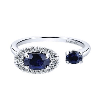 14k White Gold Diamond And Sapphire Fashion Ladies' Ring