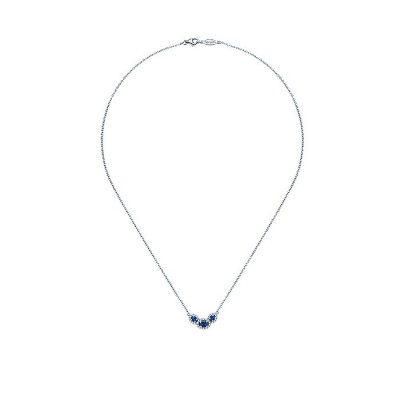 14k White Gold Diamond And Sapphire Fashion Necklace