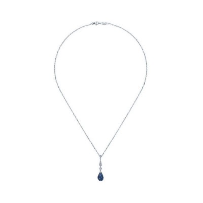 14k White Gold Diamond And Sapphire Fashion Necklace