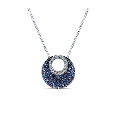 14k White Gold Diamond And Sapphire Fashion Necklace