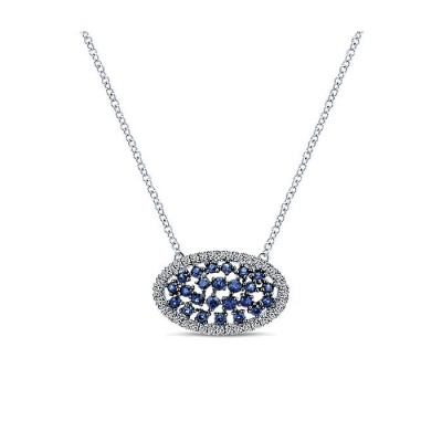 14k White Gold Diamond And Sapphire Fashion Necklace
