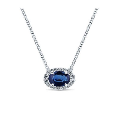 14k White Gold Diamond And Sapphire Fashion Necklace